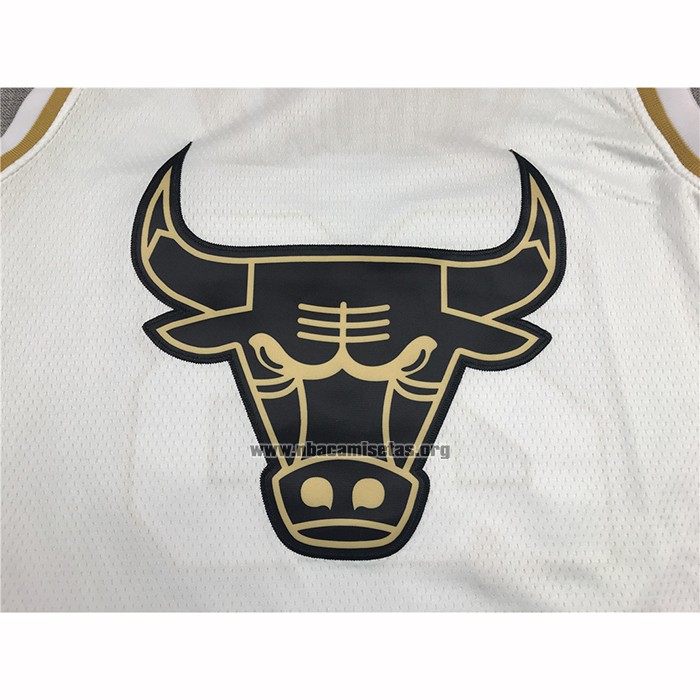 Camiseta Golden Edition Chicago Bulls Michael Jordan NO 23 Blanco